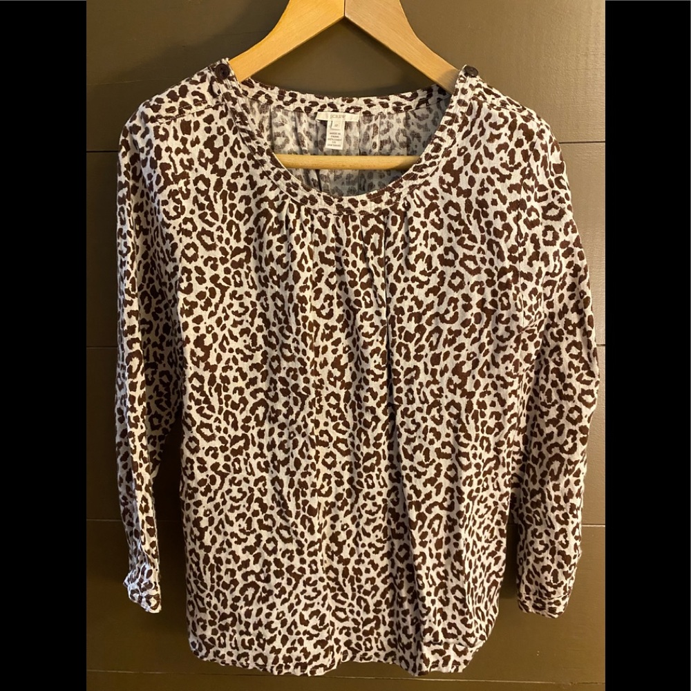 J. Crew animal print linen top size 12
